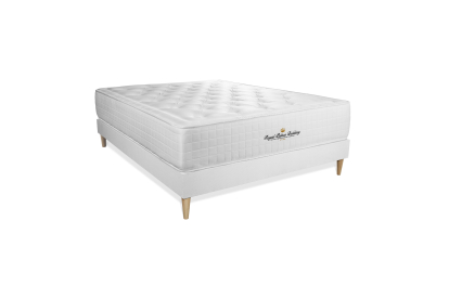 Ensemble Matelas Sommier 130x220 cm - Sommier Blanc (en kit) - Buckingham
