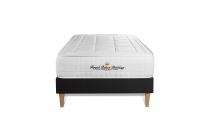 Ensemble Matelas Sommier 90x200 cm - Sommier Noir (déjà monté) - Balmoral