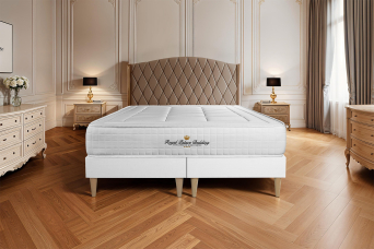 Ensemble Matelas Sommier 200x200 cm - Sommier Blanc (déjà monté) - Balmoral