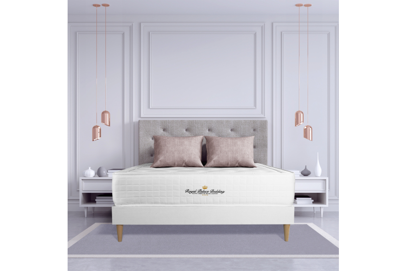 Ensemble Matelas Sommier 160x200 cm - Sommier Blanc (déjà monté) - Buckingham