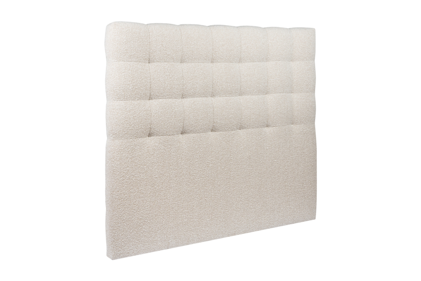 Lit 140x190 avec Sommier et Matelas - Sommier Beige Clair + Tête de lit Capitonnée - Windsor
