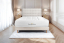 Lit 140x190 avec Sommier et Matelas - Sommier Beige Clair + Tête de lit Capitonnée - Windsor