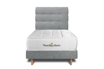 Lit 90x190 avec Sommier et Matelas  - Sommier Gris + Tête de lit Capitonnée - Windsor