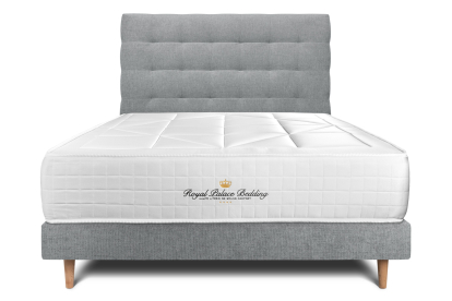 Lit 140x190 avec Sommier et Matelas  - Sommier Gris + Tête de lit Capitonnée - Windsor