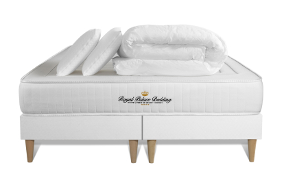 Pack lit complet 160x200 cm - Matelas + 2 Sommiers Blancs + 2 oreillers + Couette - Nottingham