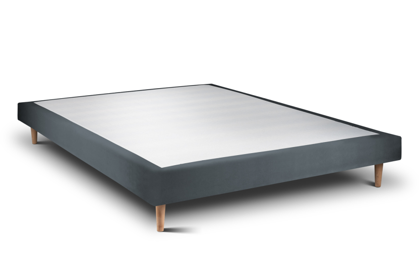 Sommier Tapissier 160x200 cm (déjà monté) - Velours - Gris Anthracite