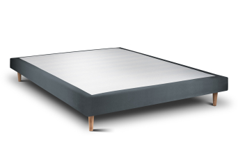 Sommier Tapissier 140x190 cm (déjà monté) - Velours - Gris Anthracite