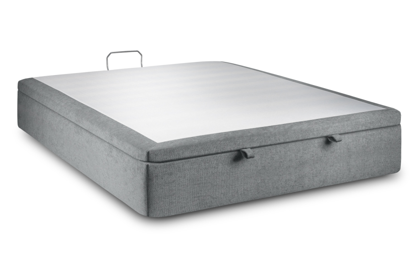 Sommier Coffre 200x200 cm - Toile Nattée - Gris Anthracite