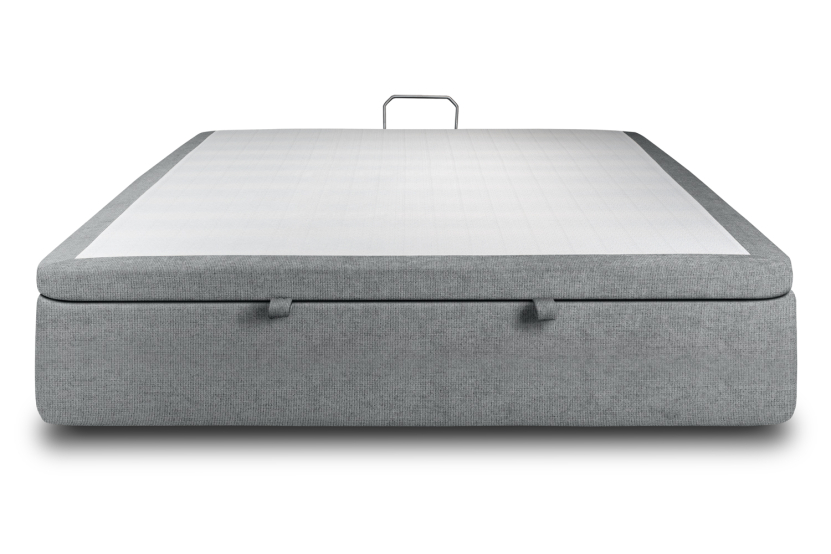 Sommier Coffre 200x200 cm - Toile Nattée - Gris Anthracite
