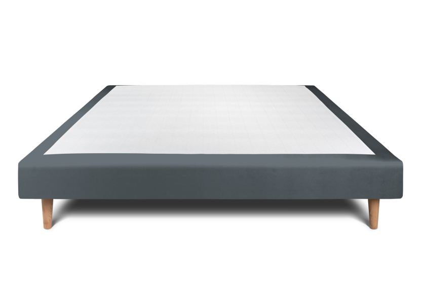 Sommier Tapissier 150x190 cm (déjà monté) - Velours - Gris Anthracite