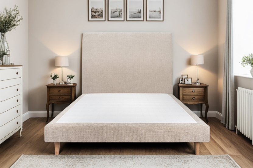 Sommier Tapissier 140x190 cm (déjà monté) - Toile Nattée - Beige Brun