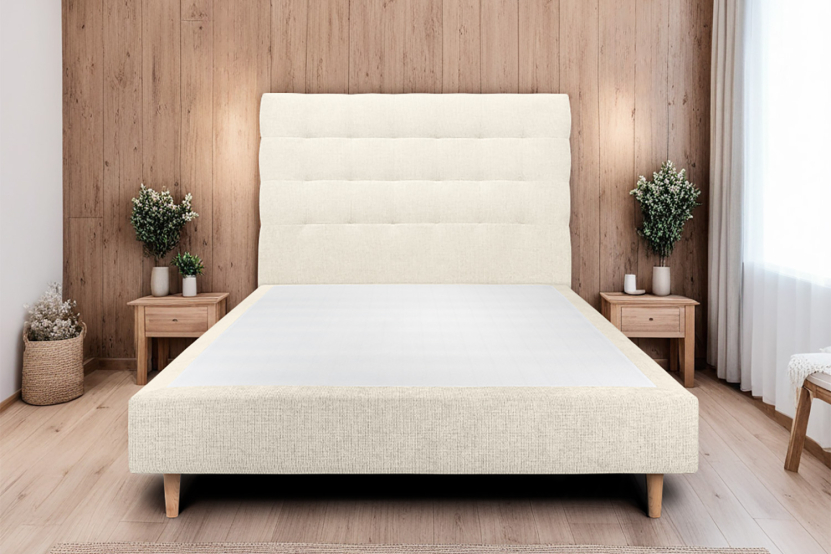 Tête de lit 160 cm Capitonnée - Tissu Toile Natté Beige Clair