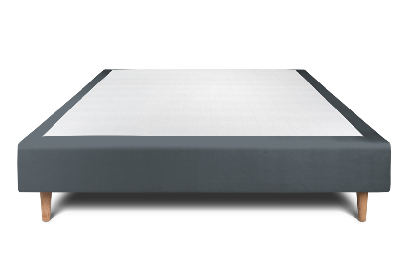 Sommier Tapissier 160x200 cm (déjà monté) - Velours - Gris Anthracite