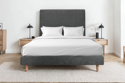 Sommier Tapissier 140x190 cm - H29 cm - Toile nattée - Gris anthracite