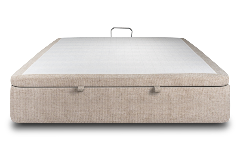 Sommier Coffre 140x190 cm - Toile Nattée - Beige Brun