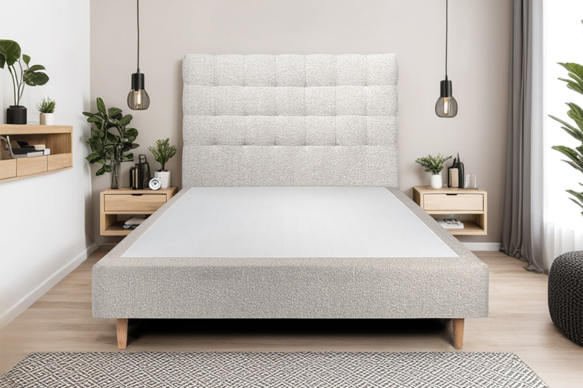 Tête de lit 140 cm Capitonnée - Tissu Bouclette Gris