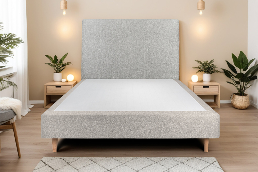 Tête de lit 200 cm Tapissée - Tissu Bouclette Gris