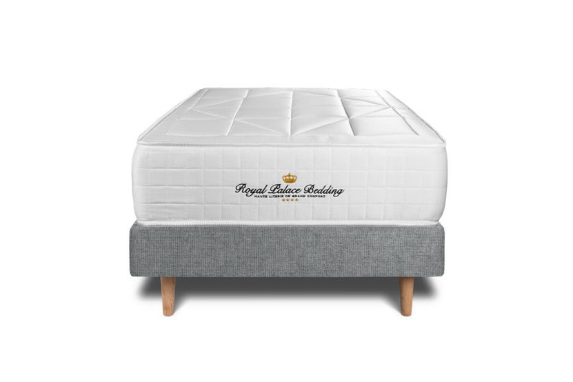 Ensemble Matelas Sommier 90x190 cm - Sommier Gris (déjà monté) - Windsor