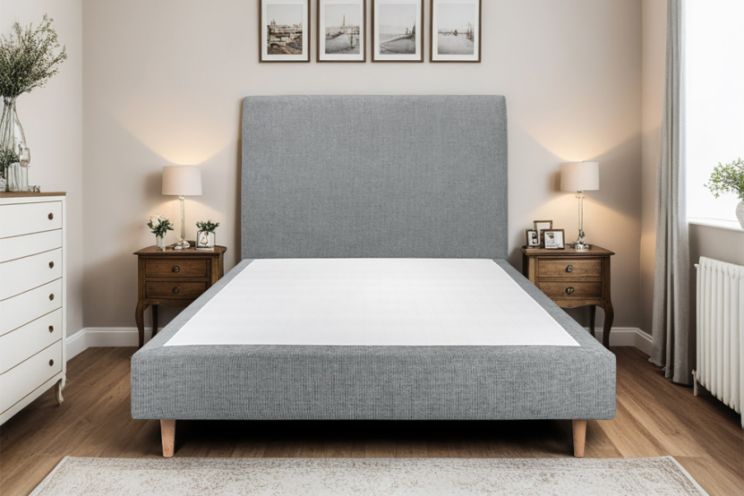 Sommier Tapissier 140x190 cm (déjà monté) - Toile Nattée - Gris Anthracite