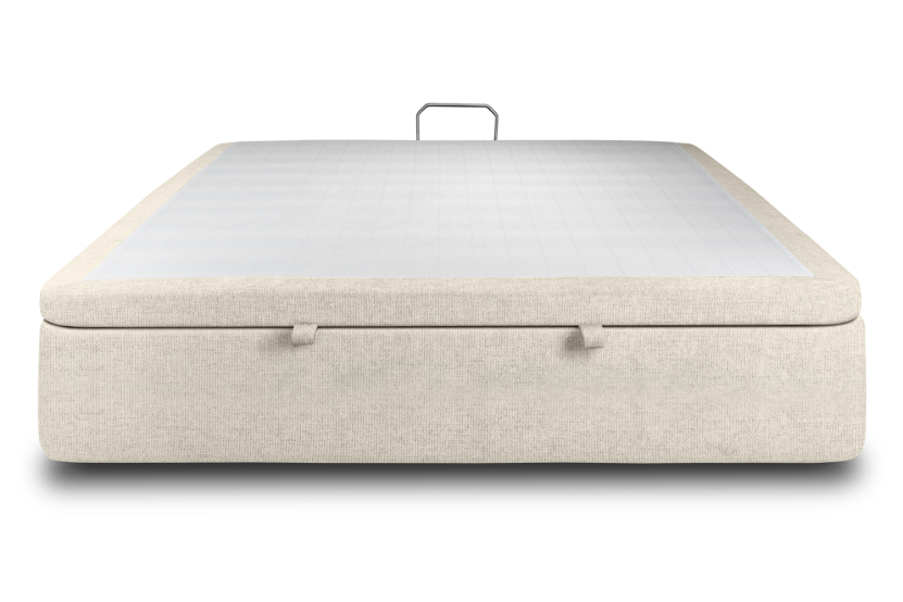 Sommier Coffre 140x190 cm - Toile Nattée - Beige Clair