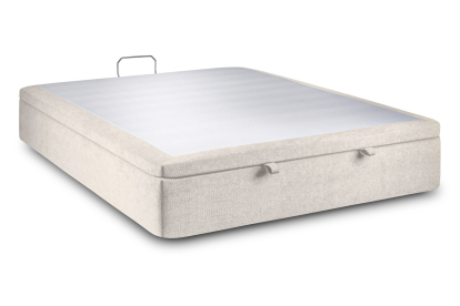 Sommier Coffre 140x190 cm - Toile nattée  - Beige clair