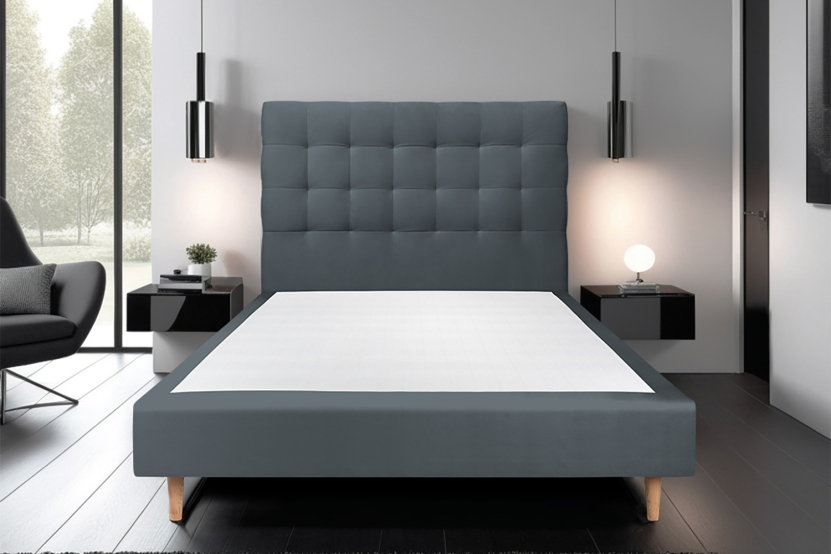 Tête de lit 180 cm Capitonnée - Tissu Velours Gris Anthracite