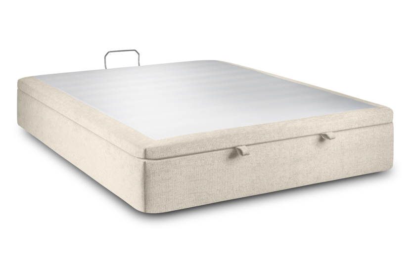 Sommier Coffre 140x200 cm - Toile Nattée - Beige Clair