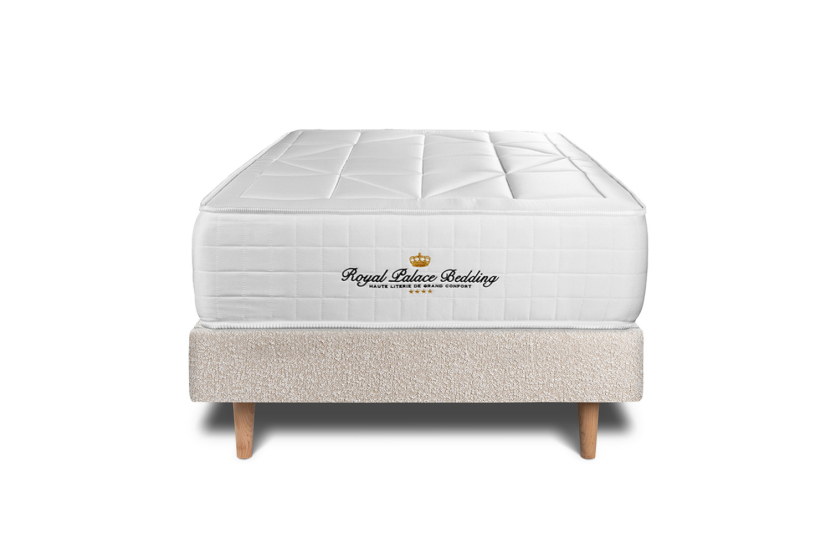 Ensemble Matelas Sommier 90x200 cm - Sommier Beige Clair (déjà monté) - Windsor