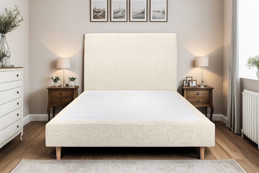 Sommier Tapissier 140x190 cm (déjà monté) - Toile Nattée - Beige Clair