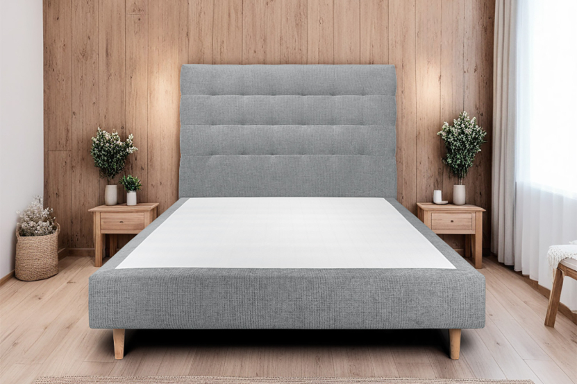 Tête de lit 200 cm Capitonnée - Tissu Toile Natté Gris Anthracite