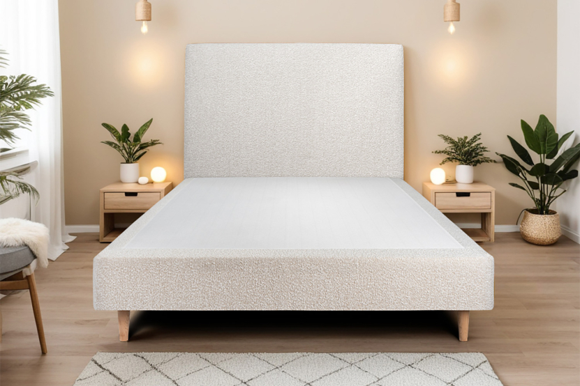 Tête de lit 180 cm Tapissée - Tissu Bouclette Beige Clair