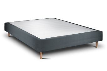 Sommier Tapissier 140x190 cm (déjà monté) - Velours - Gris Anthracite
