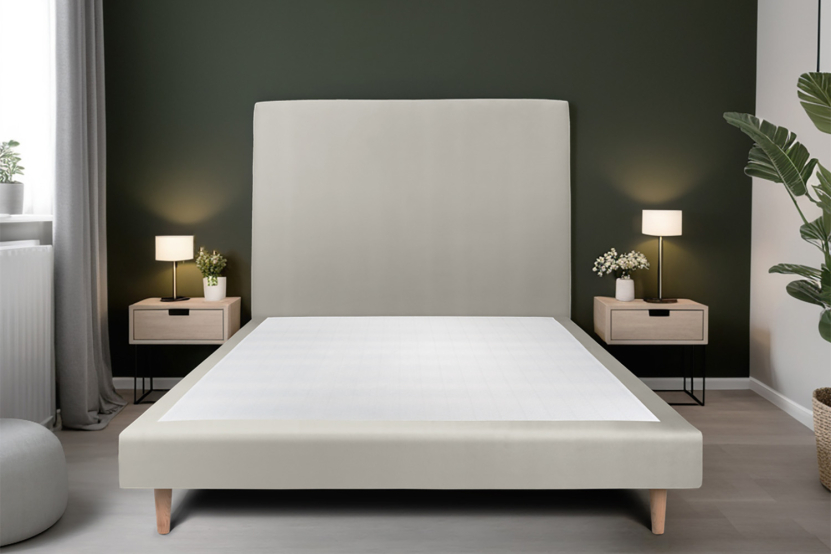 Sommier Tapissier 140x200 cm (déjà monté) - Velours - Taupe
