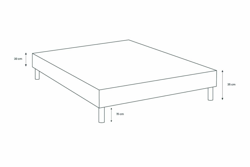 Sommier Tapissier 150x190 cm - H35 cm - Velours - Taupe