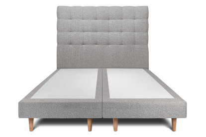 Lit 2x 90x200 cm - Sommier tapissier H29 cm + tête de lit capitonnée - Tissu Bouclette Gris