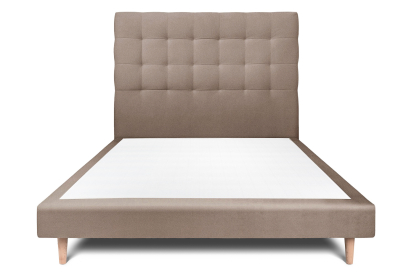 Lit 160x200 cm - Sommier tapissier H29 cm + tête de lit capitonnée - Tissu Velours Taupe