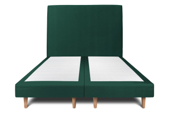 Lit 2x 90x200 cm - Sommier tapissier H29 cm + tête de lit tapissée - Tissu Velours Vert