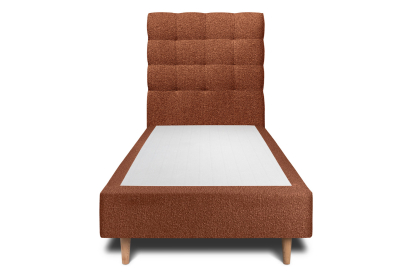 Lit 90x190 cm - Sommier tapissier H35 cm + tête de lit capitonnée - Tissu Bouclette Terracotta