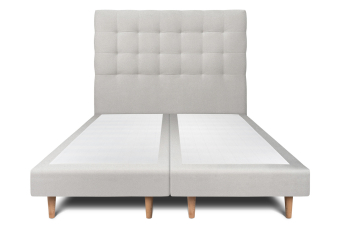 Lit 2x 90x200 cm - Sommier tapissier H29 cm + tête de lit capitonnée - Tissu Velours Gris Clair