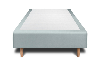 Lit 90x190 cm - Sommier tapissier H35 cm + tête de lit tapissée - Tissu Velours Gris Bleuté