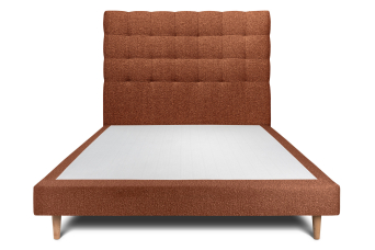 Lit 140x200 cm - Sommier tapissier H29 cm + tête de lit capitonnée - Tissu Bouclette Terracotta