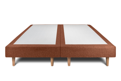 Lit 2x 100x200 cm - Sommier tapissier H29 cm + tête de lit capitonnée - Tissu Bouclette Terracotta