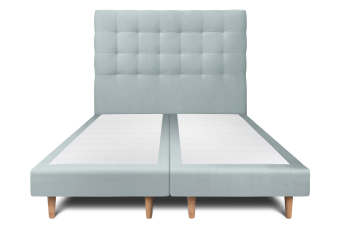 Lit 2x 80x200 cm - Sommier tapissier H29 cm + tête de lit capitonnée - Tissu Velours Gris Bleuté