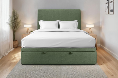 Sommier Coffre 140x200 cm - Toile nattée  - Vert kaki