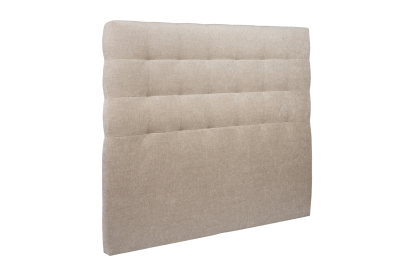 Lit coffre 140x190 cm avec Tête de lit capitonnée - Tissu Toile natté Beige Brun