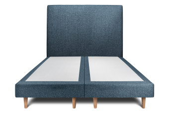 Lit 2x 90x200 cm - Sommier tapissier H29 cm + tête de lit tapissée - Tissu Bouclette Bleu