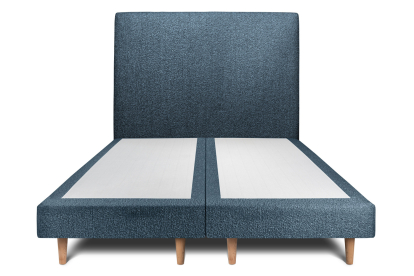 Lit 2x 90x200 cm - Sommier tapissier H29 cm + tête de lit tapissée - Tissu Bouclette Bleu