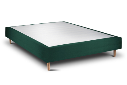 Lit 160x200 cm - Sommier tapissier H35 cm + tête de lit tapissée - Tissu Velours Vert