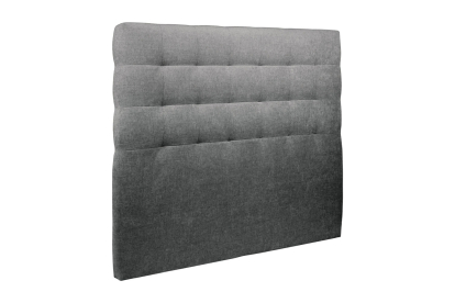 Lit 2x 90x200 cm - Sommier tapissier H29 cm + tête de lit capitonnée - Tissu Toile natté Gris Anthracite