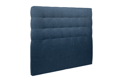 Lit coffre 160x200 cm avec Tête de lit capitonnée - Tissu Toile natté Bleu Océan